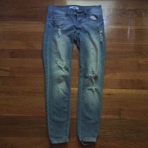 Ripped Low Rise Skinny Jeans